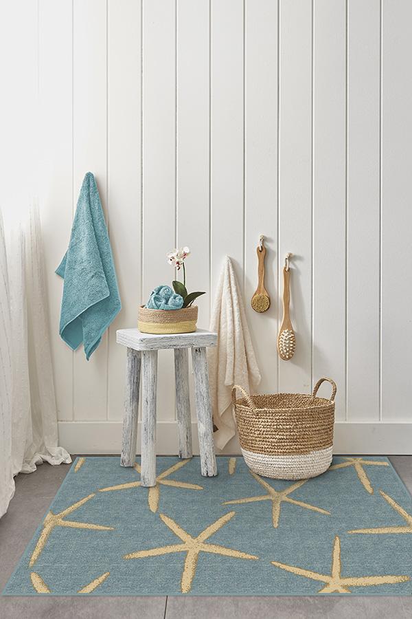 Starfish Pale Blue Rug 3'x5' | Stain-Resistant