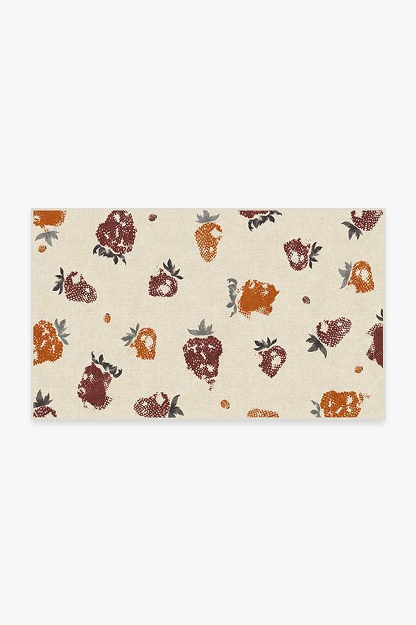 Strawberries Orange Rug 3'x5' | Stain-Resistant