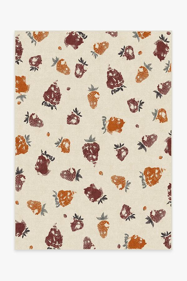 Strawberries Orange Rug 5'x7' | Stain-Resistant