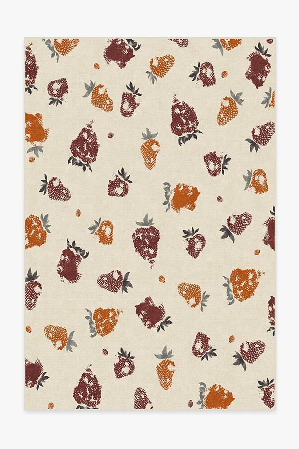 Strawberries Orange Rug 6'x9' | Stain-Resistant