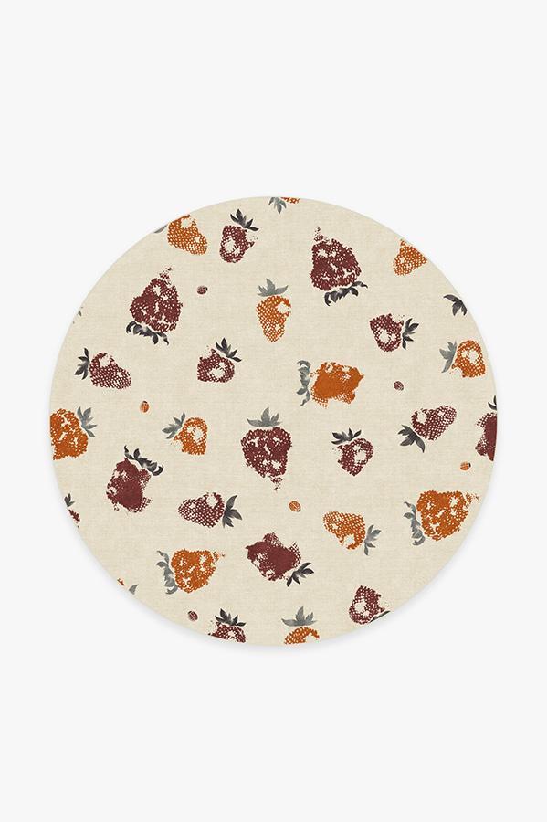 Strawberries Orange Rug 6' Round | Stain-Resistant
