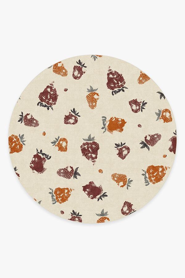 Strawberries Orange Rug 8' Round | Stain-Resistant