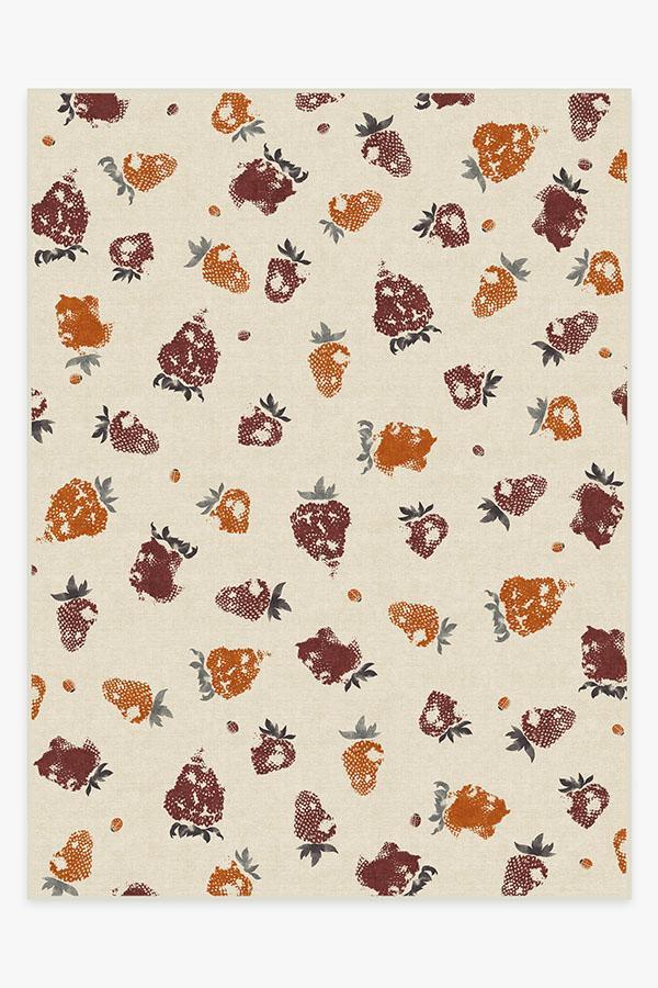Strawberries Orange Rug 9'x12' | Stain-Resistant