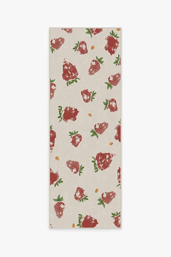 Strawberries Red Rug 2.5'x10' | Stain-Resistant