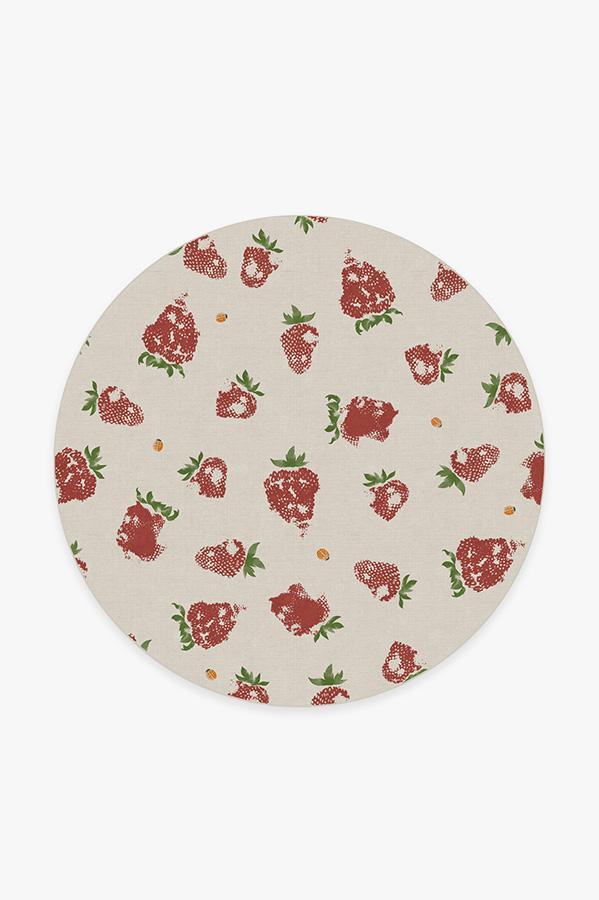 Strawberries Red Rug 6' Round | Stain-Resistant
