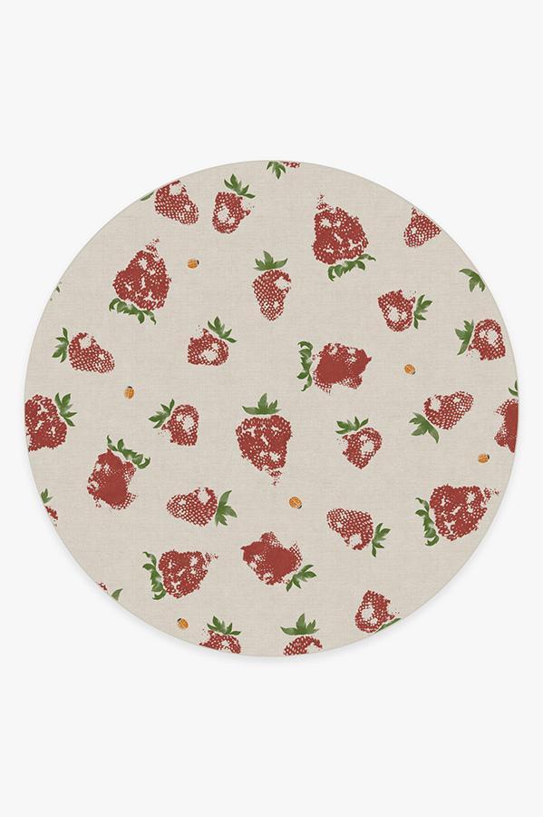 Strawberries Red Rug 8' Round | Stain-Resistant