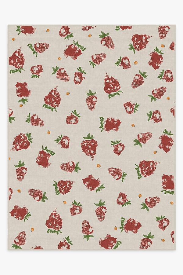 Strawberries Red Rug 9'x12' | Stain-Resistant