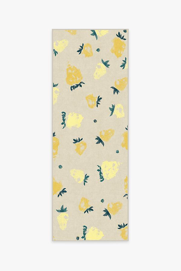 Strawberries Yellow Rug 2.5'x7' | Stain-Resistant
