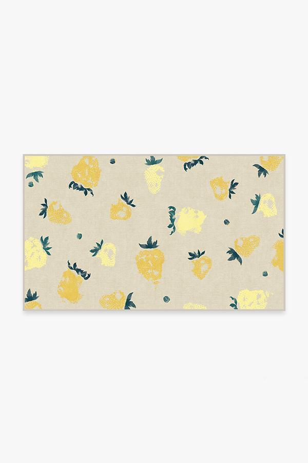 Strawberries Yellow Rug 3'x5' | Stain-Resistant