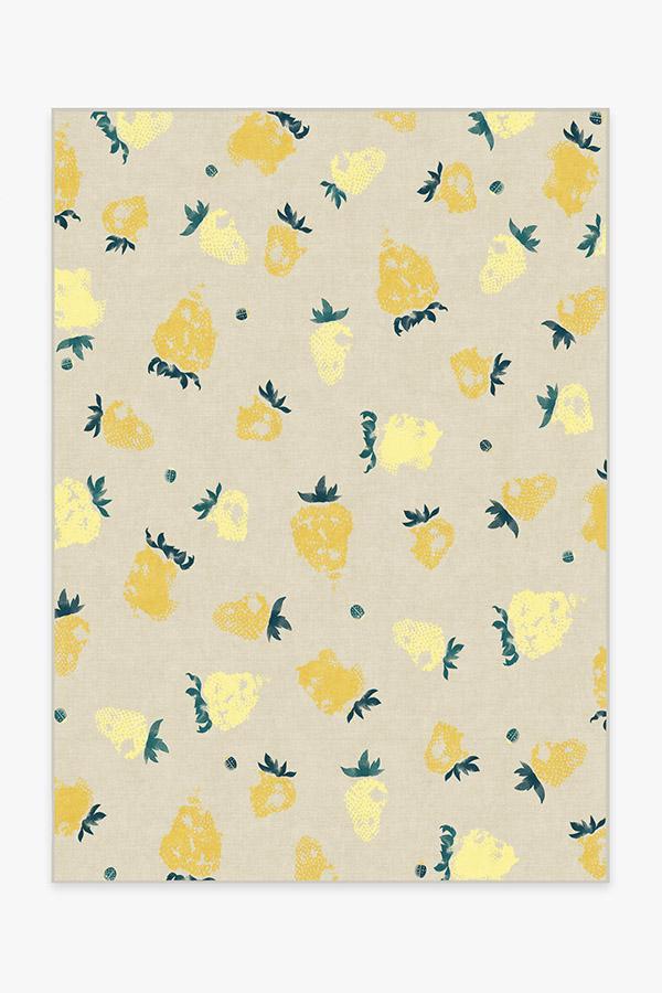 Strawberries Yellow Rug 5'x7' | Stain-Resistant