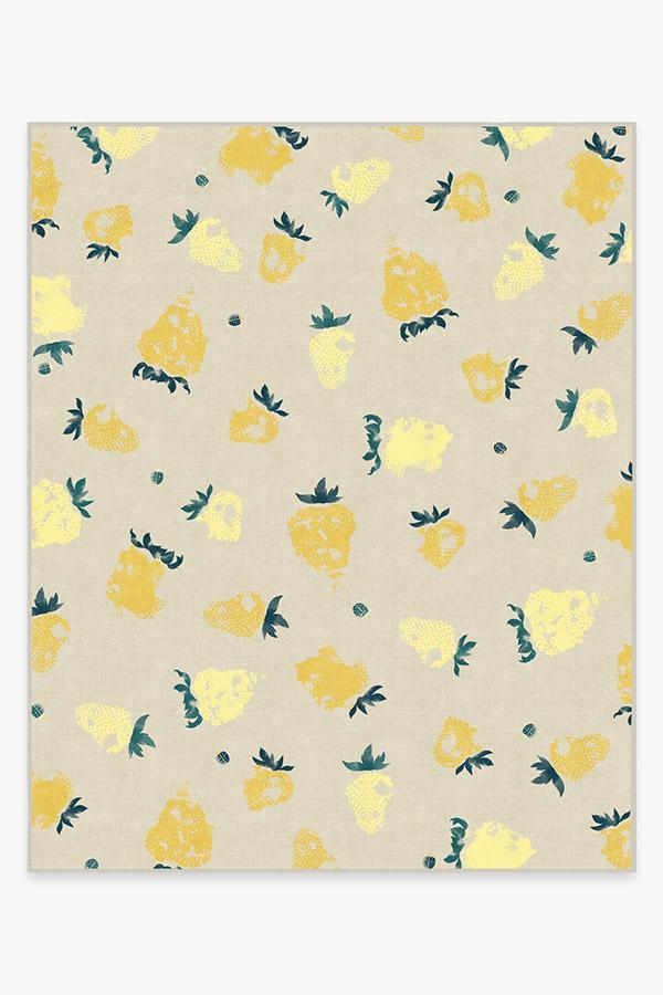 Strawberries Yellow Rug 8'x10' | Stain-Resistant
