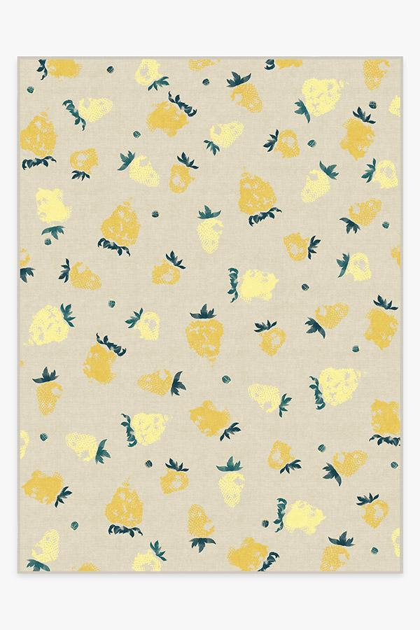 Strawberries Yellow Rug 9'x12' | Stain-Resistant
