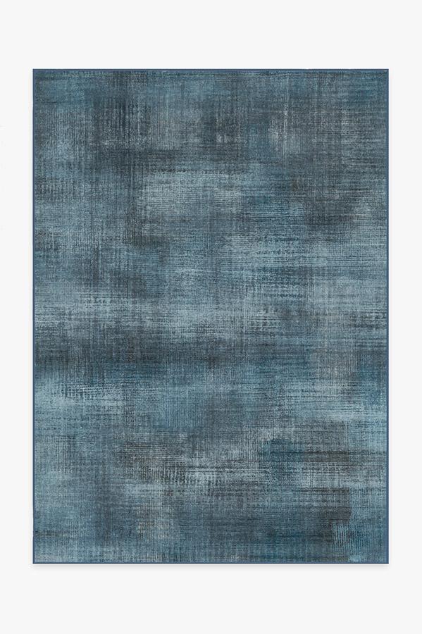 Sudaria Solid Cosmic Blue Rug 5'x7' | Stain-Resistant