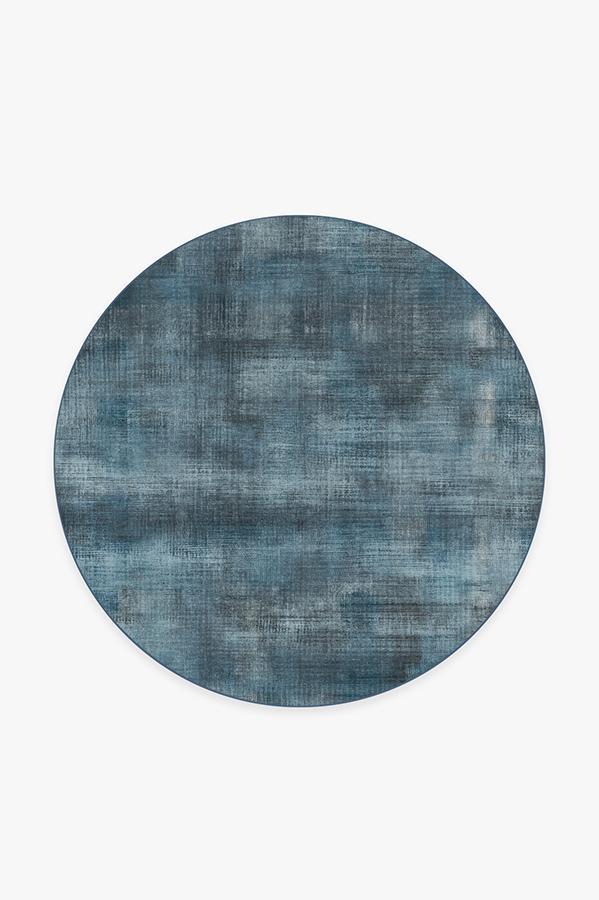 Sudaria Solid Cosmic Blue Rug 6' Round | Stain-Resistant