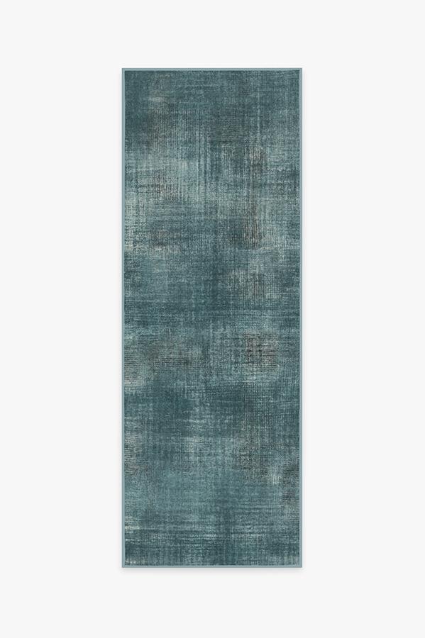 Sudaria Solid Teal Blue Rug 2.5'x7' | Stain-Resistant