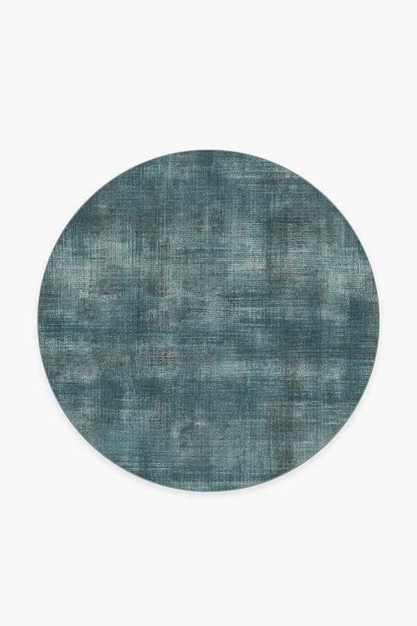 Sudaria Solid Teal Blue Rug 6' Round | Stain-Resistant
