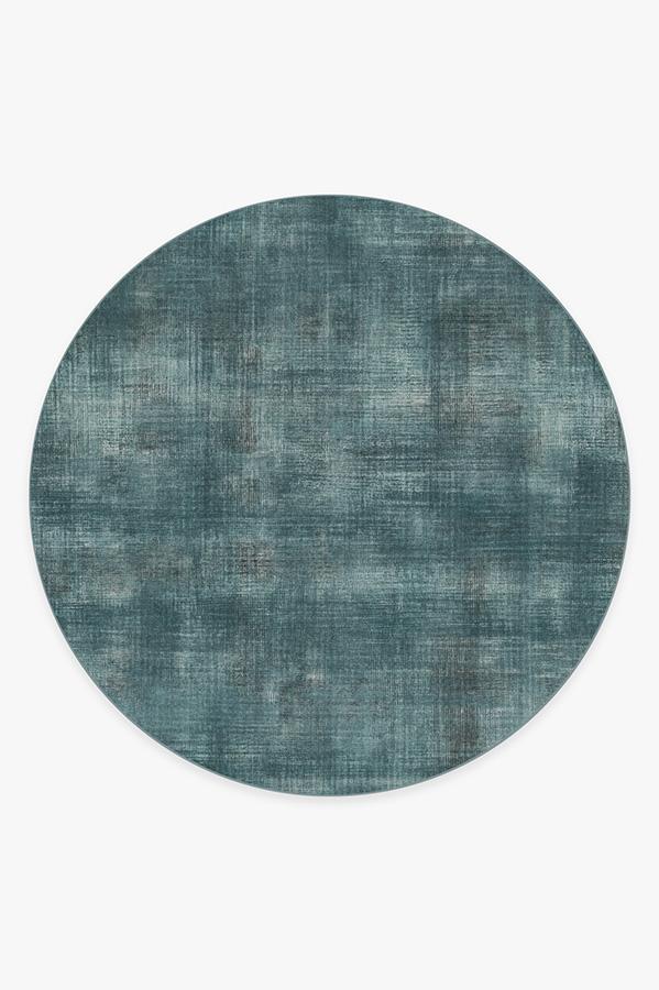 Sudaria Solid Teal Blue Rug 8' Round | Stain-Resistant