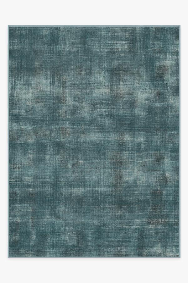 Sudaria Solid Teal Blue Rug 9'x12' | Stain-Resistant