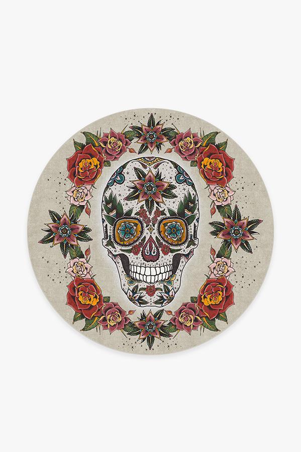 Sugar Skull Rug 6' Round | Stain-Resistant