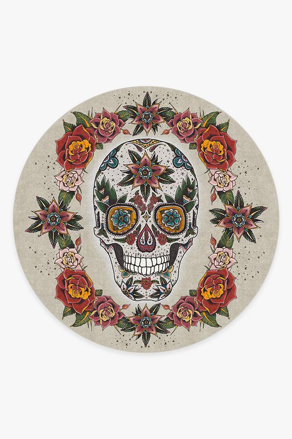 Sugar Skull Rug 8' Round | Stain-Resistant