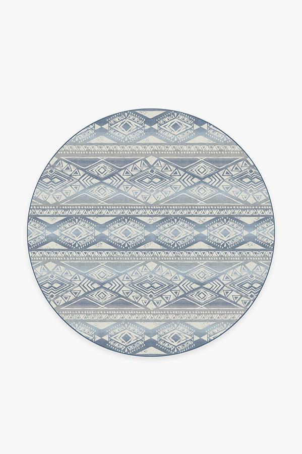 Suku Blue Rug 6' Round | Stain-Resistant