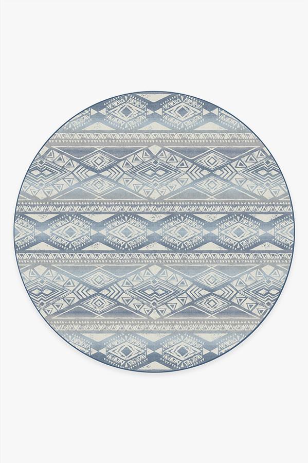 Suku Blue Rug 8' Round | Stain-Resistant