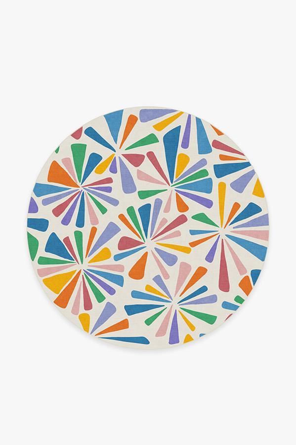 Sunburst Multicolor Rug 6' Round | Stain-Resistant