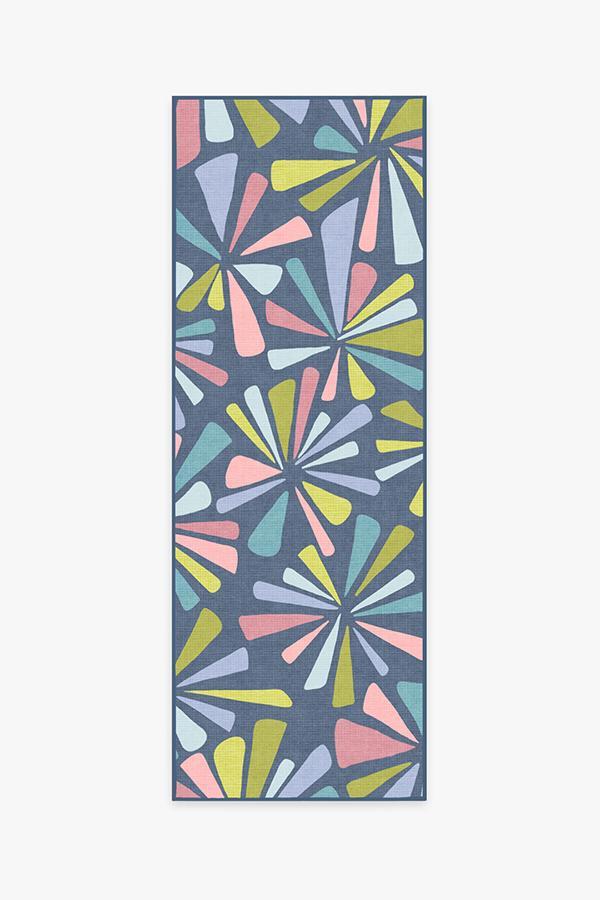 Sunburst Teal Rug 2.5'x7' | Stain-Resistant