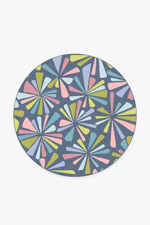 Sunburst Teal Rug 6' Round | Stain-Resistant