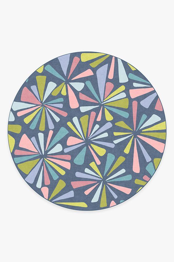 Sunburst Teal Rug 8' Round | Stain-Resistant