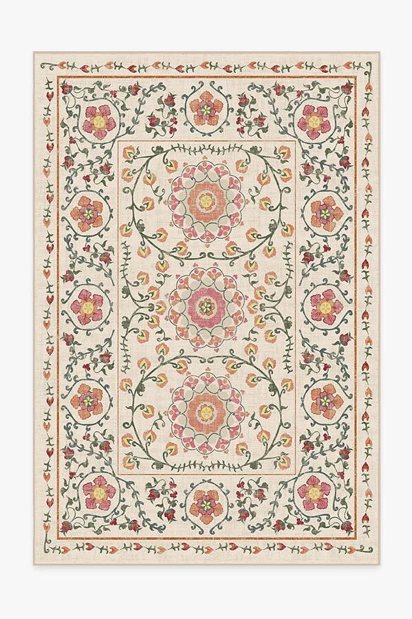 Suzani Coral Rug 6'x9' | Stain-Resistant