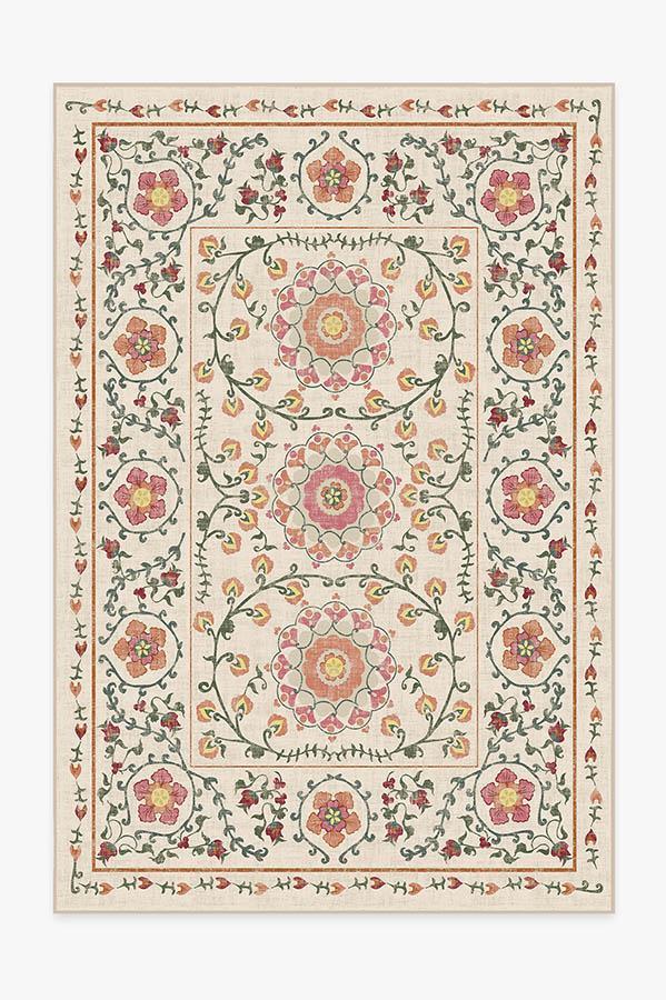 Suzani Coral Rug 6'x9' | Stain-Resistant