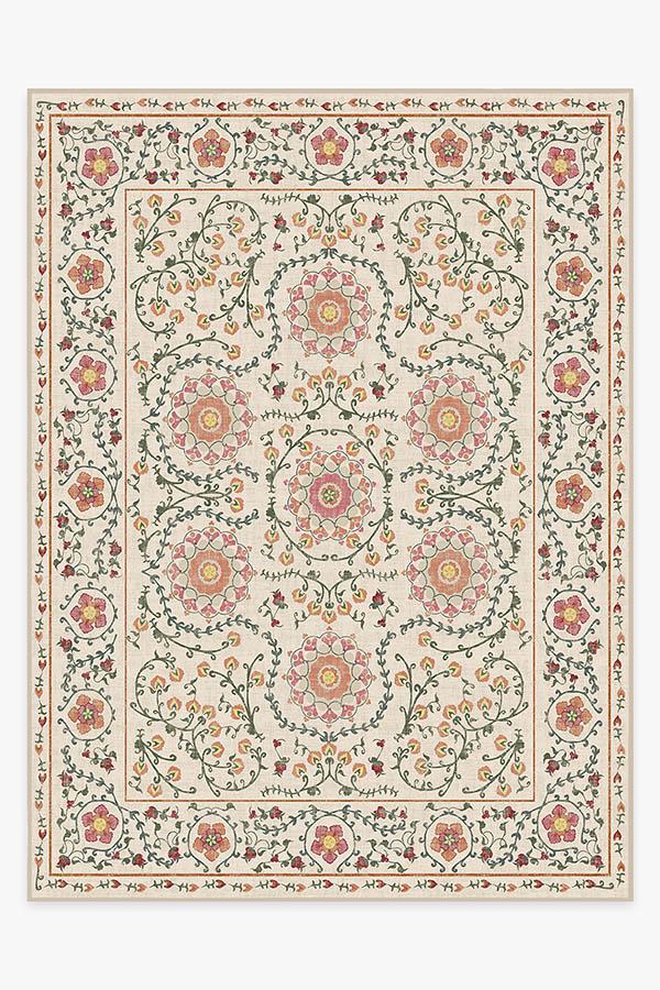 Suzani Coral Rug 9'x12' | Stain-Resistant