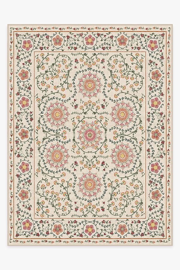 Suzani Coral Rug 9'x12' | Stain-Resistant