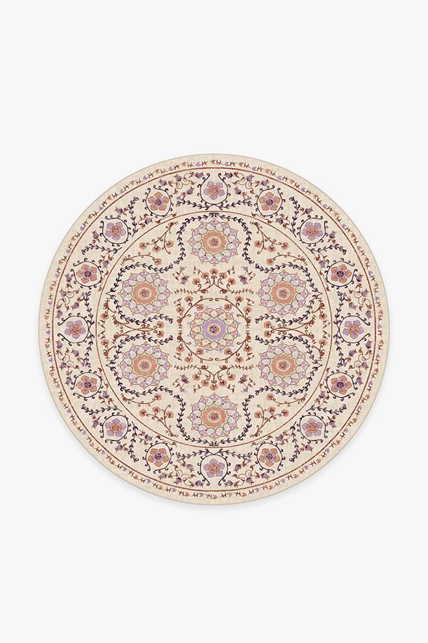 Suzani Purple Rug 6' Round | Stain-Resistant