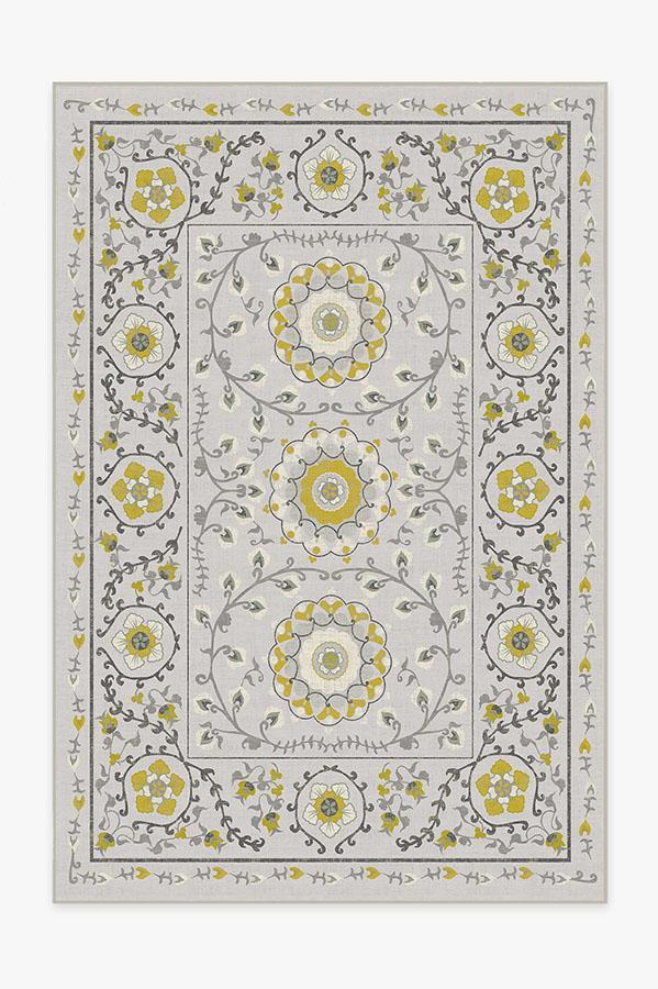Suzani Yellow Rug 6'x9' | Stain-Resistant