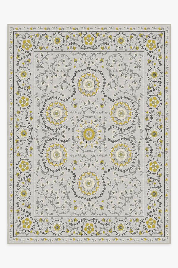 Suzani Yellow Rug 9'x12' | Stain-Resistant