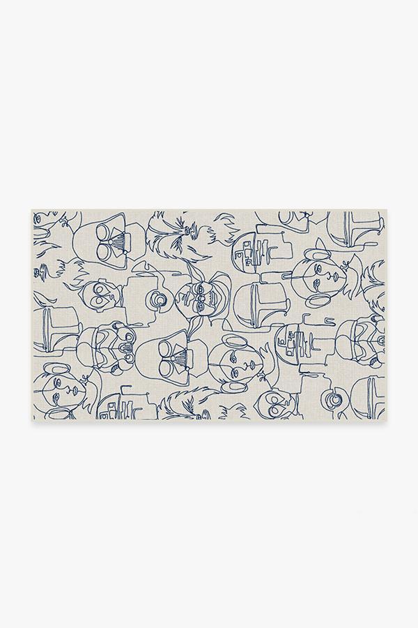 The Saga Delft Blue Rug 3'x5' | Stain-Resistant