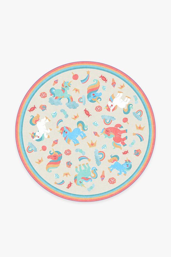 Unicorn Jamboree Multicolor Rug 6' Round | Stain-Resistant