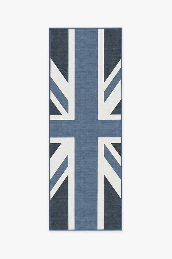 Union Jack Blue Rug 2.5'x10' | Stain-Resistant