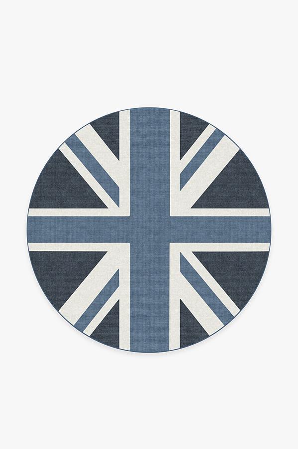 Union Jack Blue Rug 6' Round | Stain-Resistant