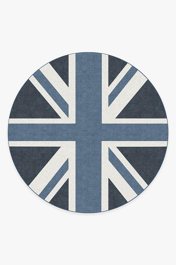 Union Jack Blue Rug 8' Round | Stain-Resistant