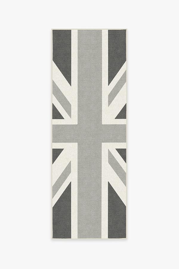 Union Jack Grey Rug 2.5'x10' | Stain-Resistant