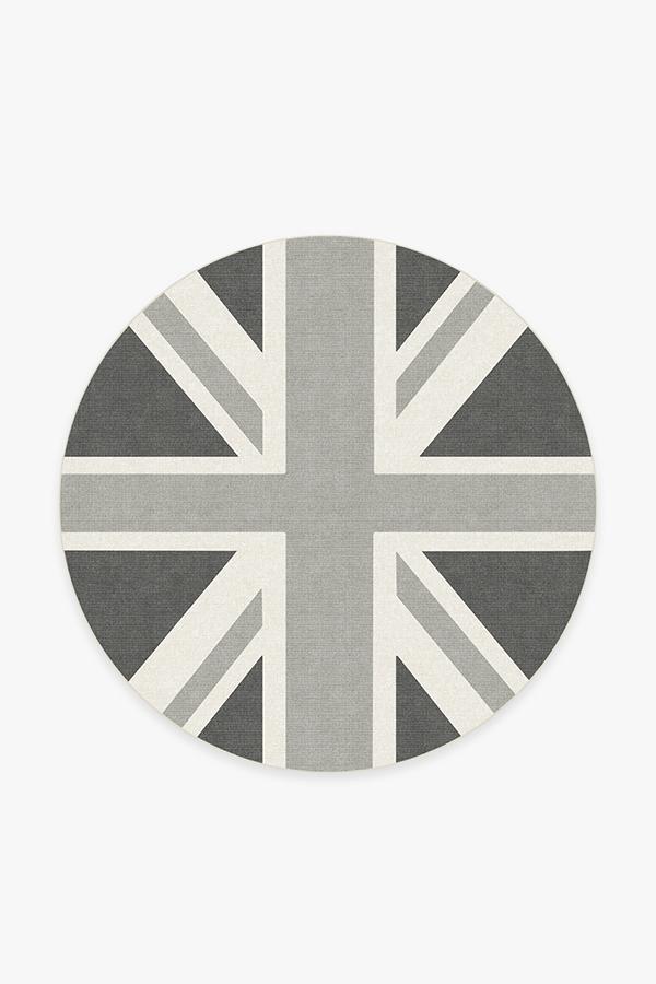 Union Jack Grey Rug 6' Round | Stain-Resistant