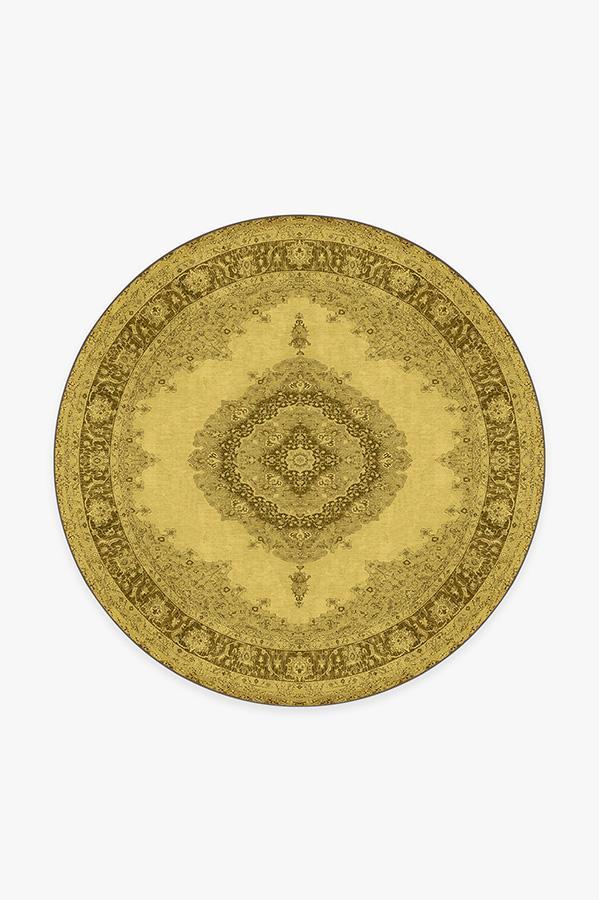 Victoria Danish Yellow Rug 6' Round | Stain-Resistant