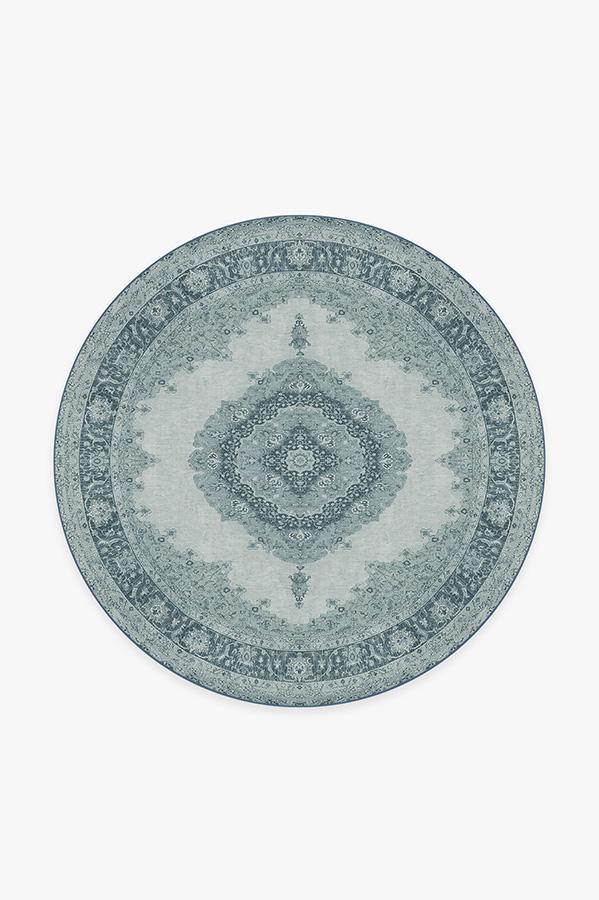 Victoria Slate Blue Rug 6' Round | Stain-Resistant