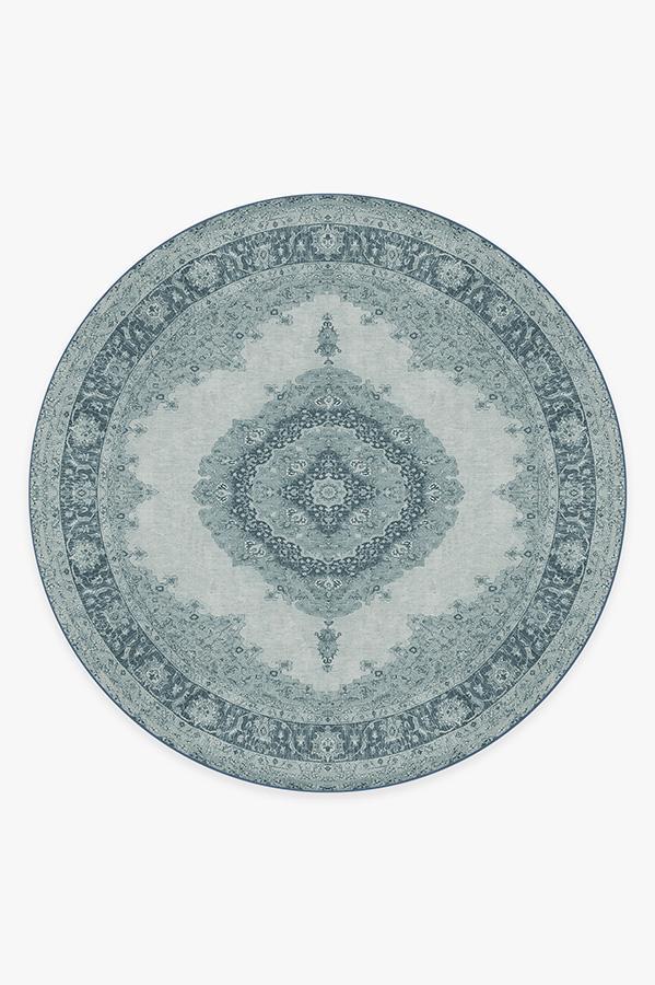 Victoria Slate Blue Rug 8' Round | Stain-Resistant