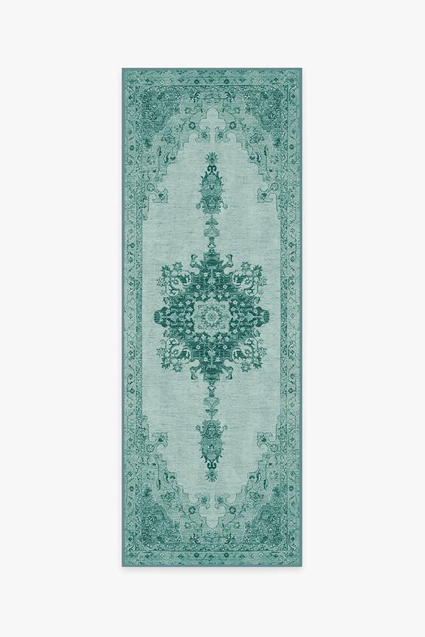 Victoria Teal Green Rug 2.5'x10' | Stain-Resistant