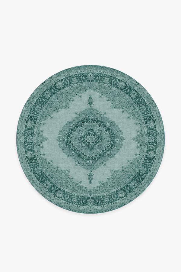 Victoria Teal Green Rug 6' Round | Stain-Resistant