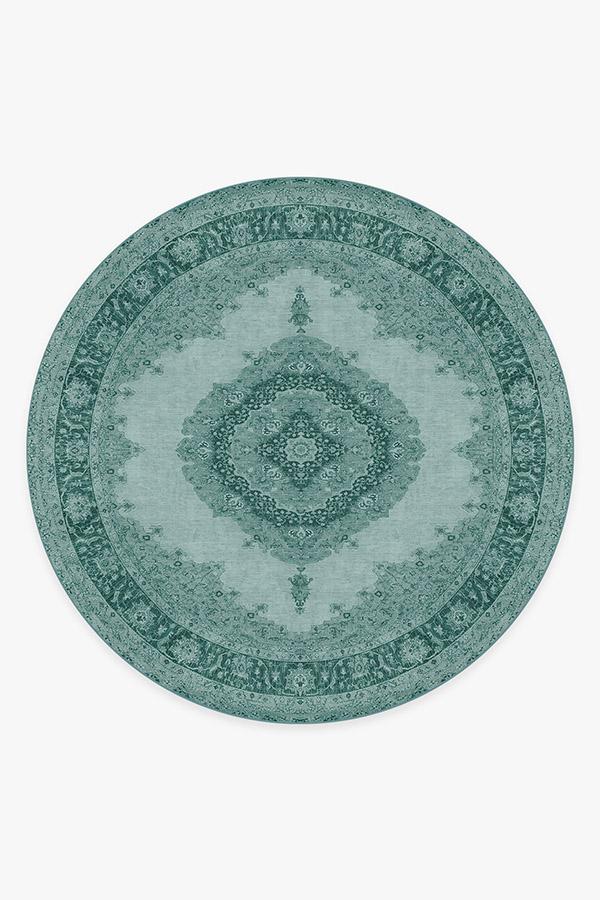 Victoria Teal Green Rug 8' Round | Stain-Resistant